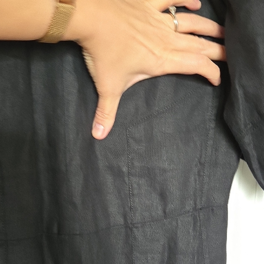 Everlane Black Puff Sleeve Linen Dress - Picture 10 of 10
